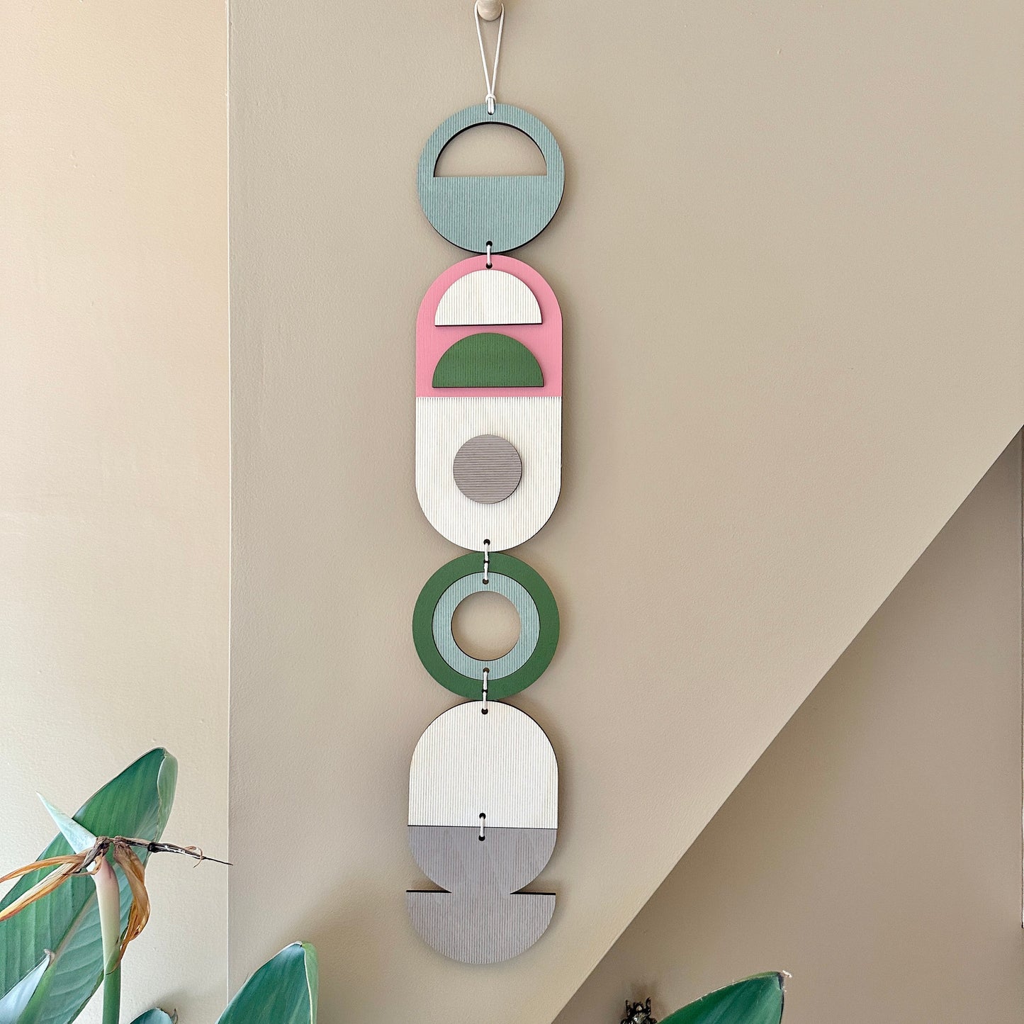 Pink and Green Home Decor - Geometric Wall Art - Home Gift for Her - Housewarming Gift - Mid-Century Home Decor - Art Gift - Birthday Present