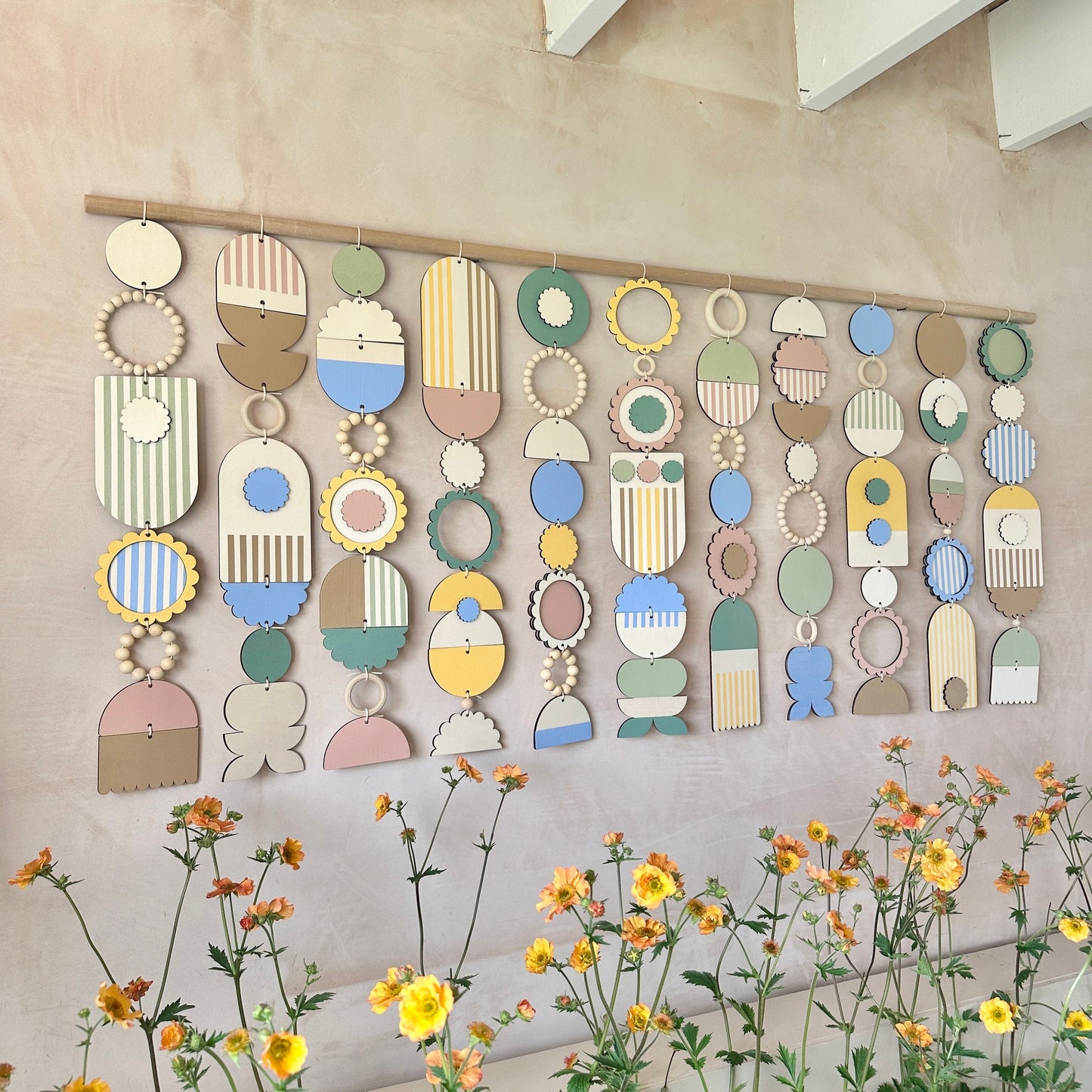 Floral Inspired Big Wall Hanging - Large Pastel Wall Art - Modern Art