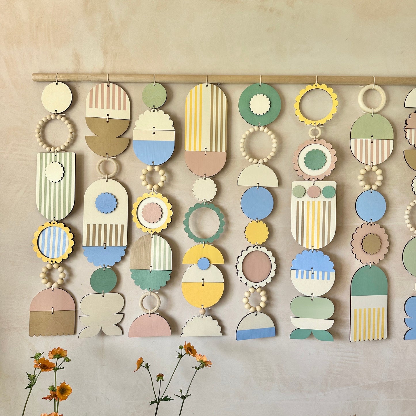 Floral Inspired Big Wall Hanging - Large Pastel Wall Art - Modern Art