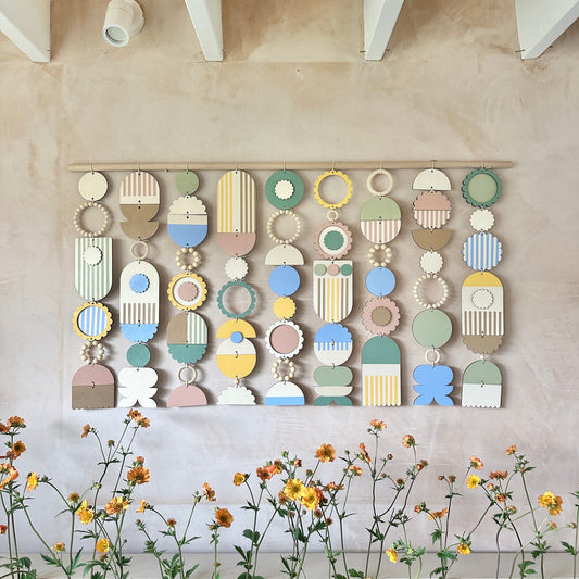 Botanical Wall Hanging - Large Pastel Wall Art - Feature Wall Decor
