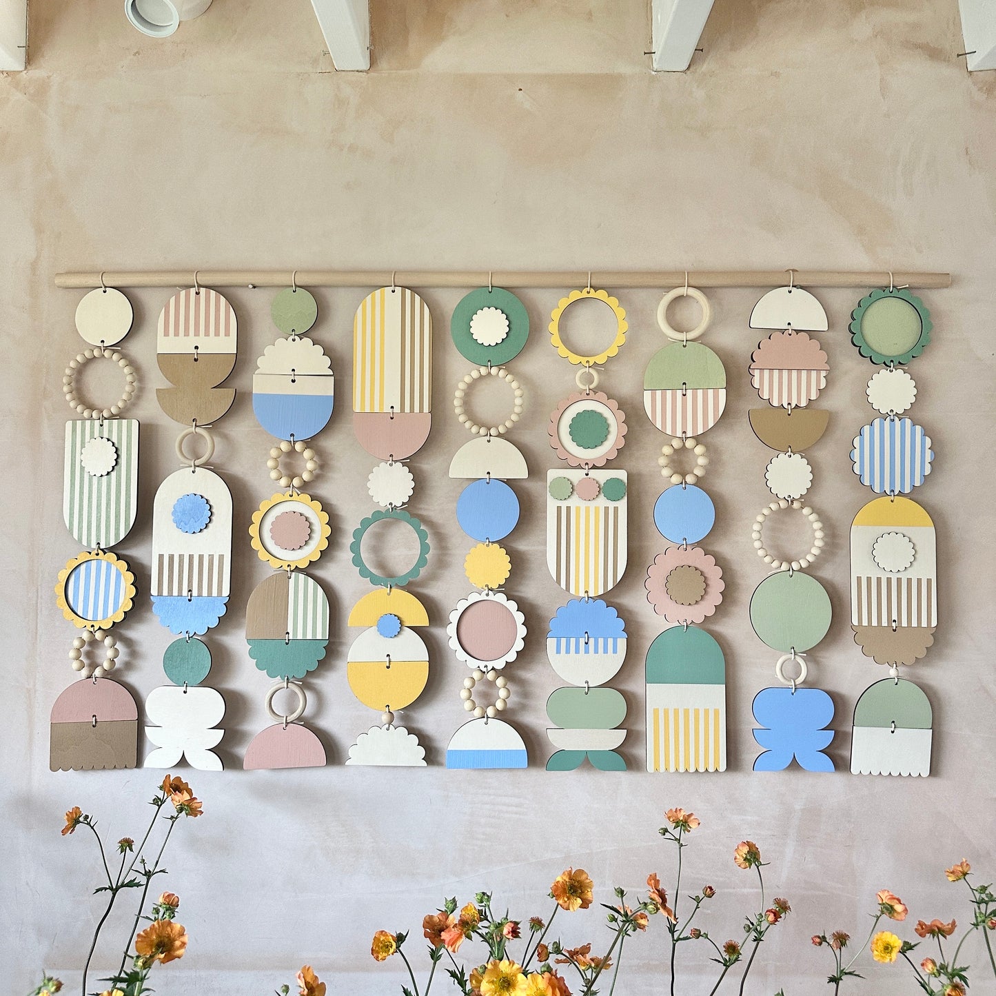 Botanical Wall Hanging - Large Pastel Wall Art - Feature Wall Decor