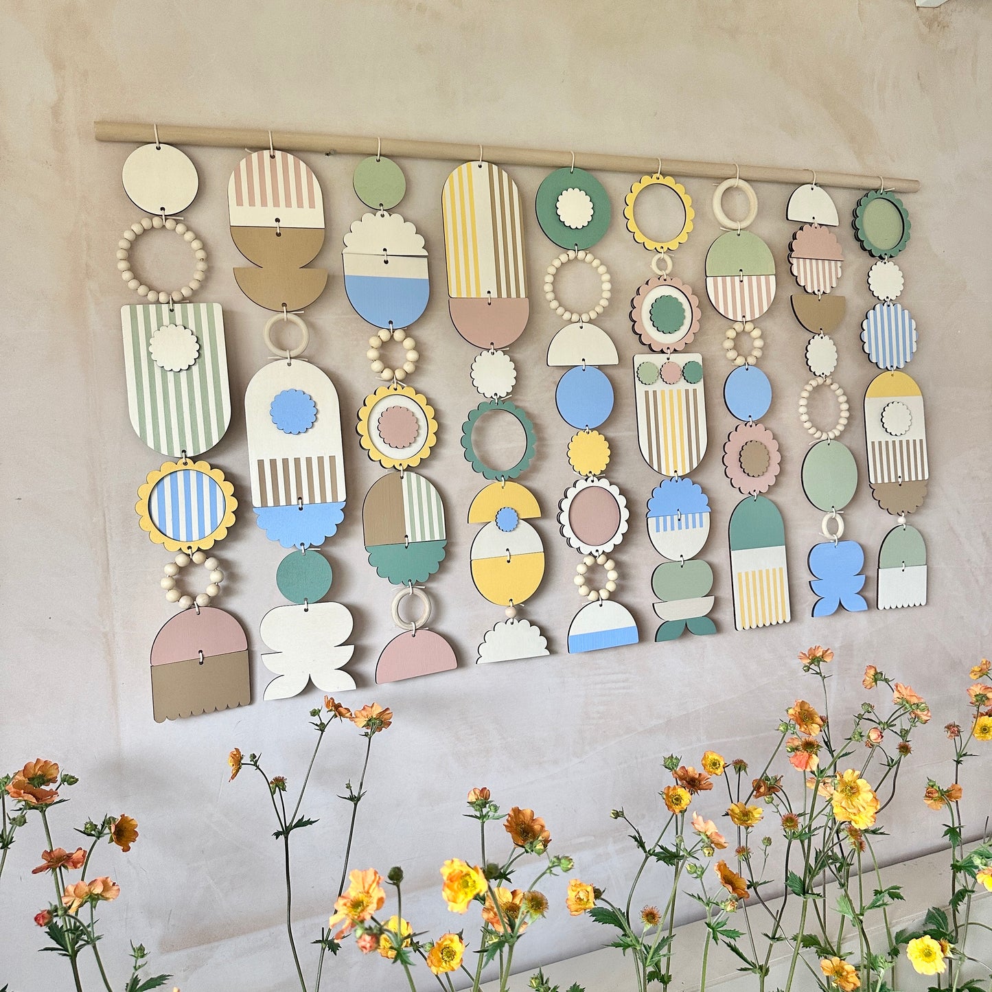 Botanical Wall Hanging - Large Pastel Wall Art - Feature Wall Decor