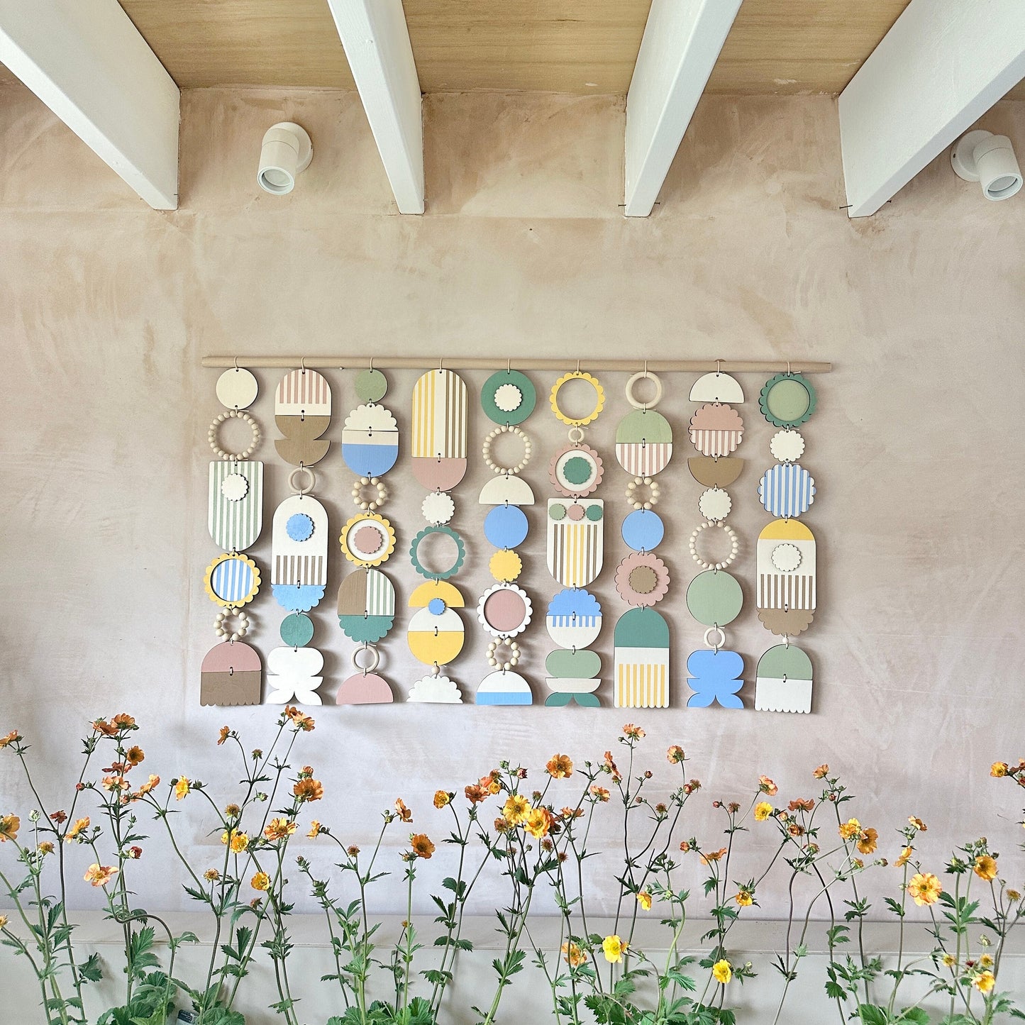 Botanical Wall Hanging - Large Pastel Wall Art - Feature Wall Decor