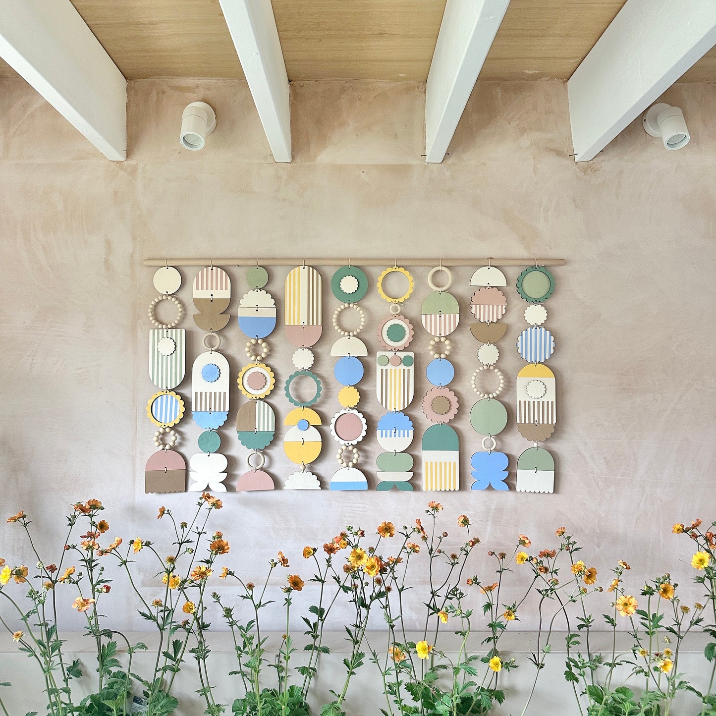 Botanical Wall Hanging - Large Pastel Wall Art - Feature Wall Decor