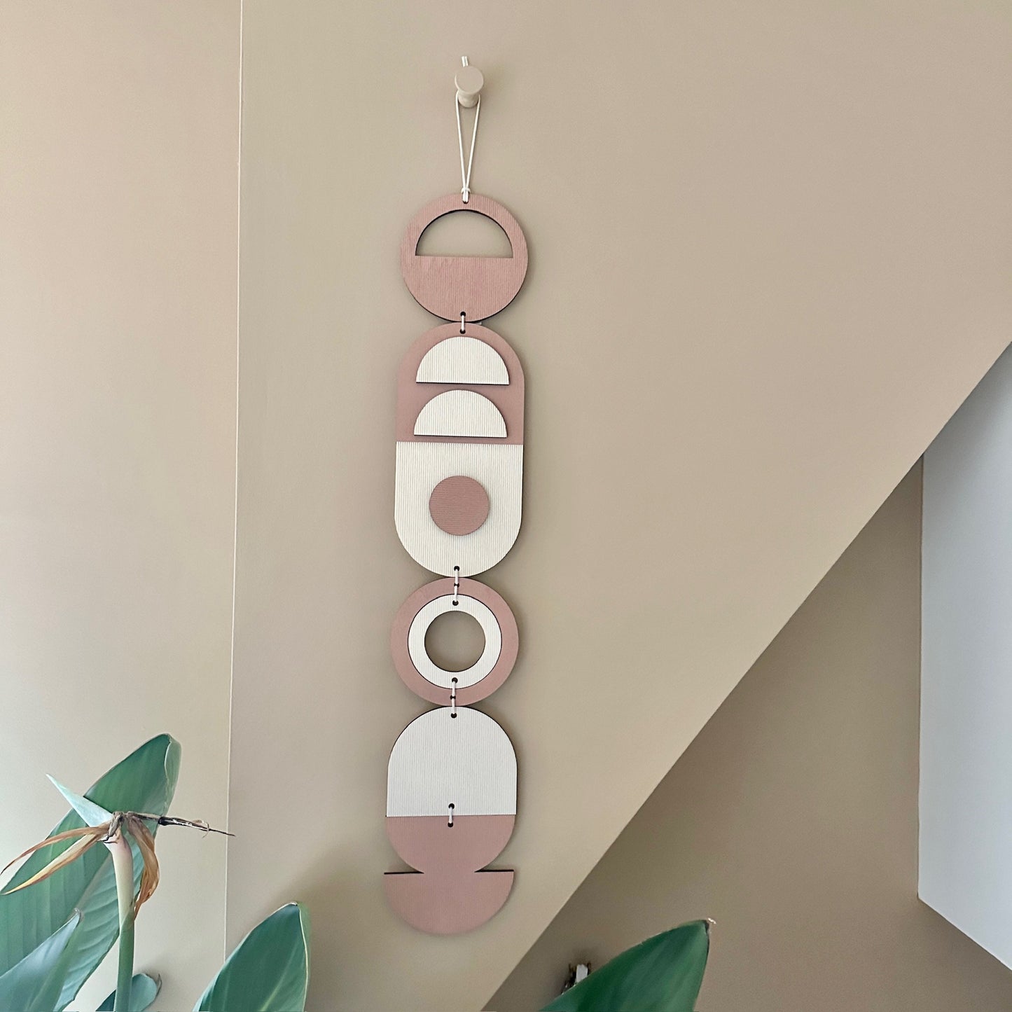 Dusky Pink Wall Hanging Gift - Geometric Wall Art - New Home Gift - Housewarming Present - Mid-Century Home Decor - Art Gifting