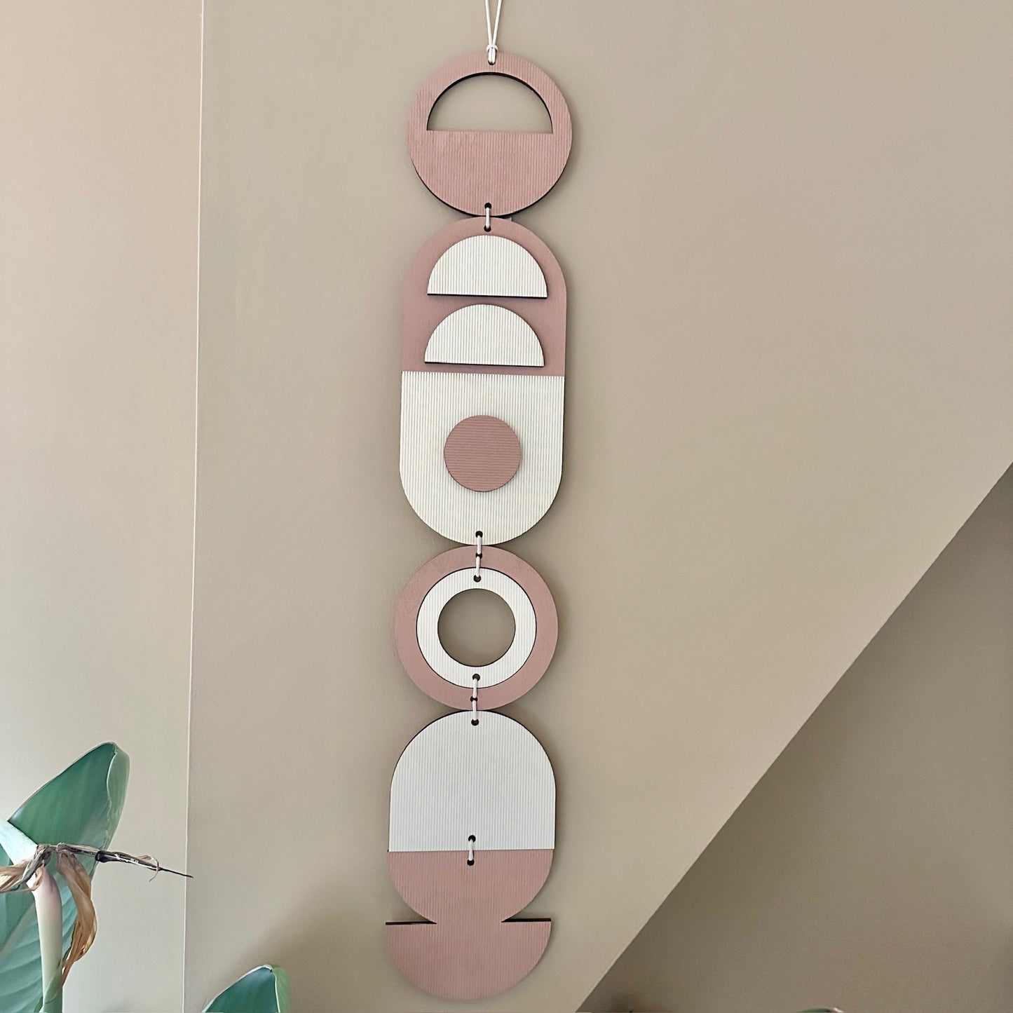 Dusky Pink Wall Hanging Gift - Geometric Wall Art - New Home Gift - Housewarming Present - Mid-Century Home Decor - Art Gifting