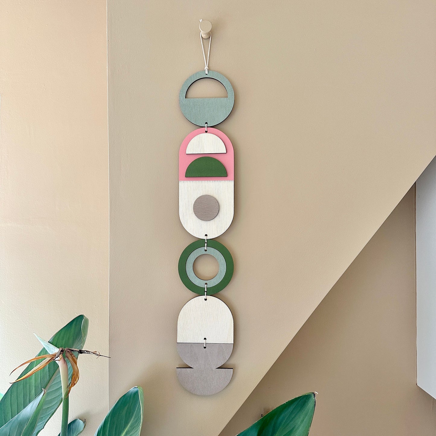 Pink and Green Home Decor - Geometric Wall Art - Home Gift for Her - Housewarming Gift - Mid-Century Home Decor - Art Gift - Birthday Present