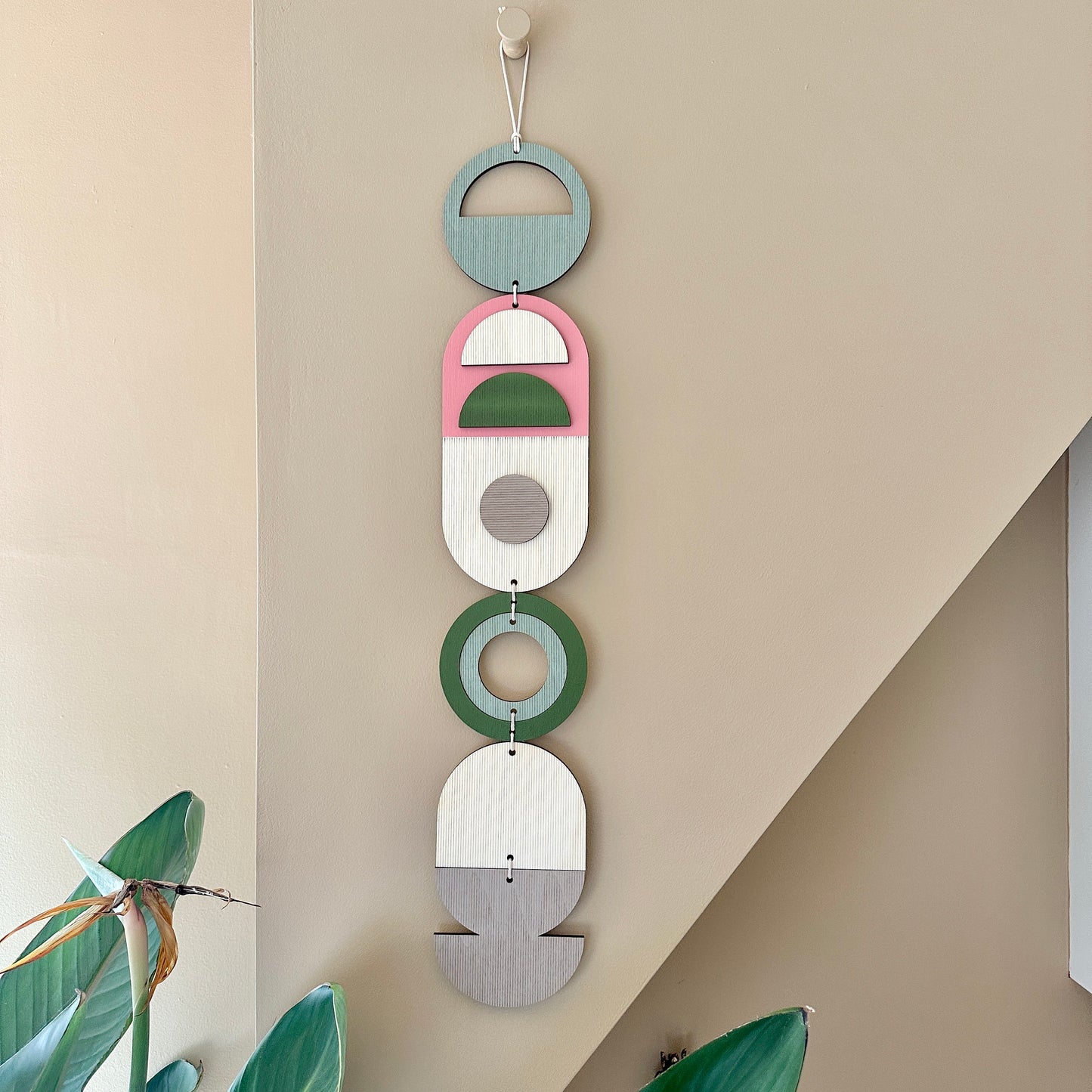 Pink and Green Home Decor - Geometric Wall Art - Home Gift for Her - Housewarming Gift - Mid-Century Home Decor - Art Gift - Birthday Present