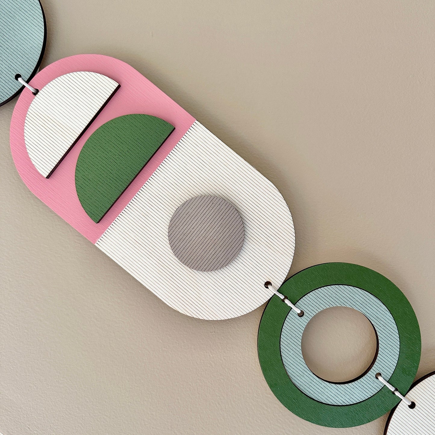 Pink and Green Home Decor - Geometric Wall Art - Home Gift for Her - Housewarming Gift - Mid-Century Home Decor - Art Gift - Birthday Present