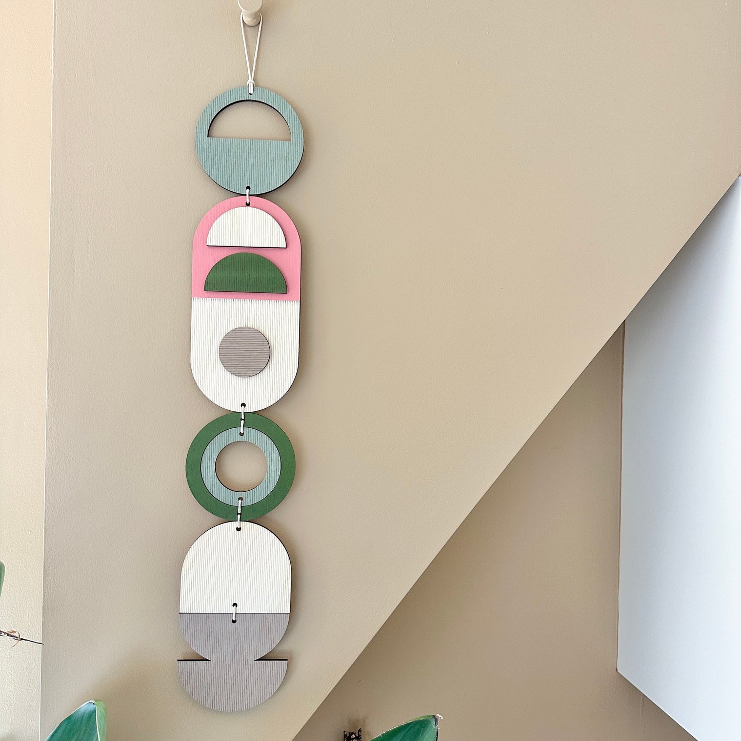 Pink and Green Home Decor - Geometric Wall Art - Home Gift for Her - Housewarming Gift - Mid-Century Home Decor - Art Gift - Birthday Present
