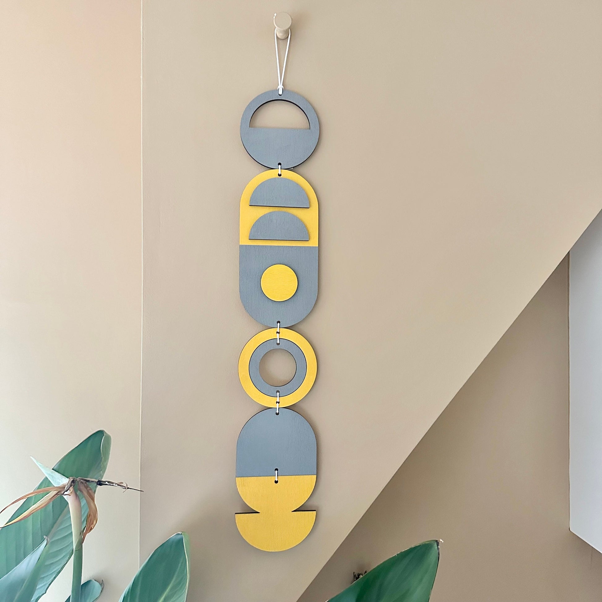 Yellow and Grey Geometric Wall Hanging - Textured Wall Art - Modern Art - Housewarming Gift