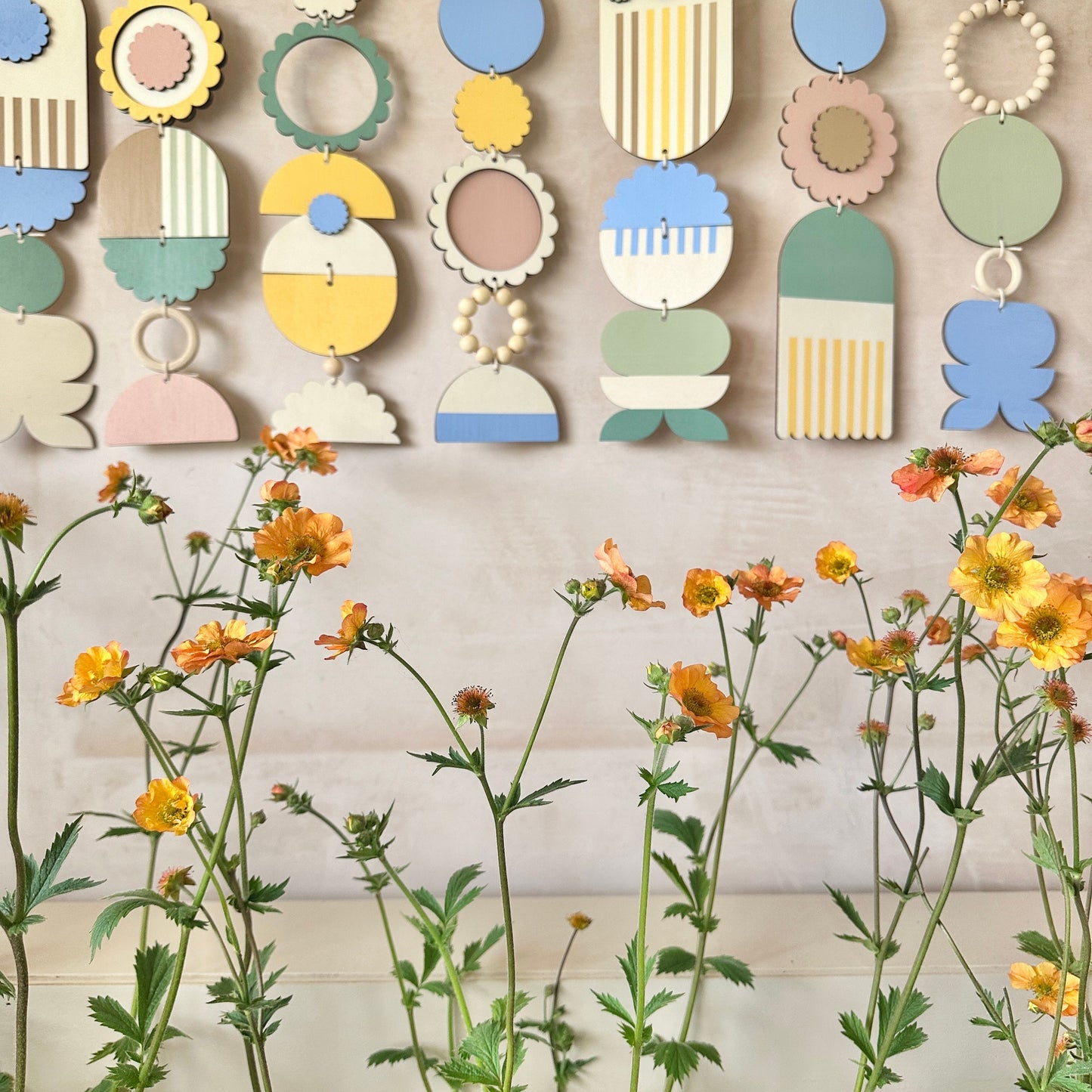 Floral Inspired Big Wall Hanging - Large Pastel Wall Art - Modern Art