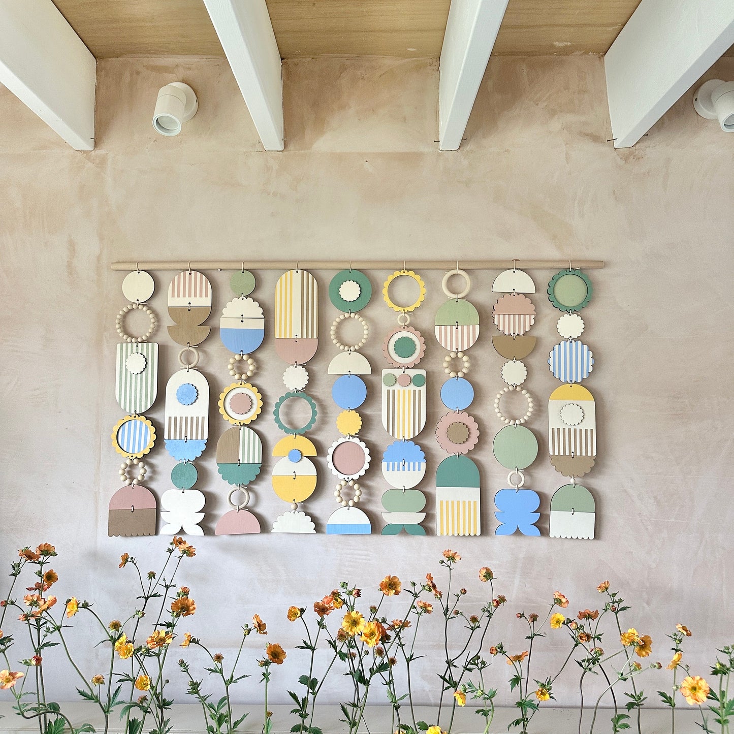 Botanical Wall Hanging - Large Pastel Wall Art - Feature Wall Decor
