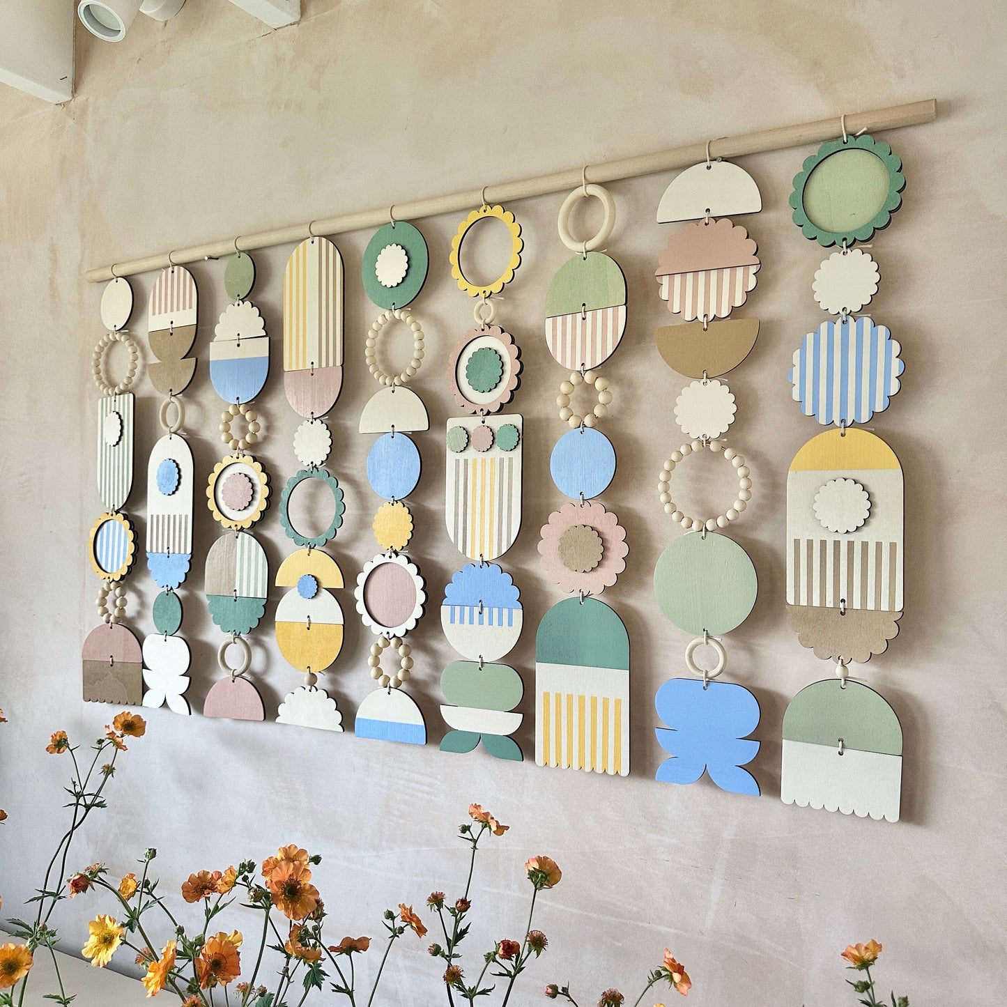 Botanical Wall Hanging - Large Pastel Wall Art - Feature Wall Decor