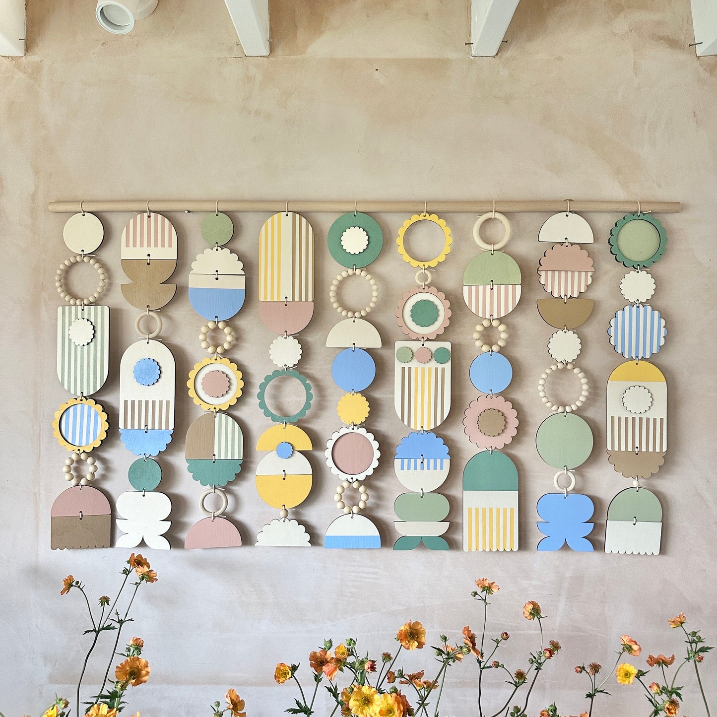 Botanical Wall Hanging - Large Pastel Wall Art - Feature Wall Decor