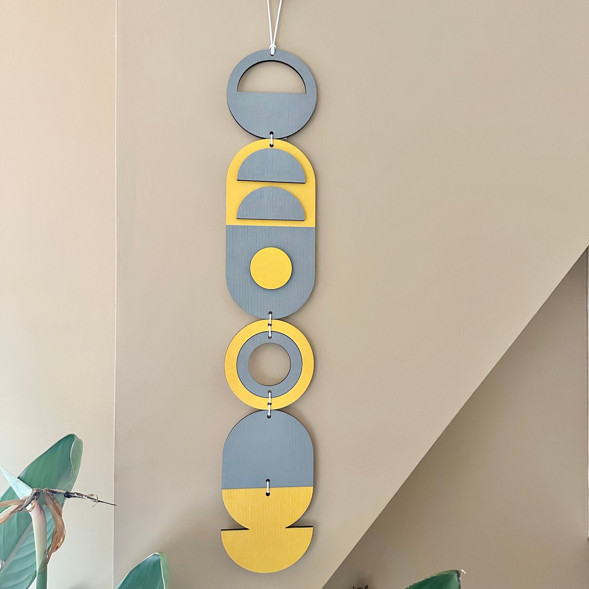 Yellow and Grey Geometric Wall Hanging - Textured Wall Art - Modern Art - Housewarming Gift