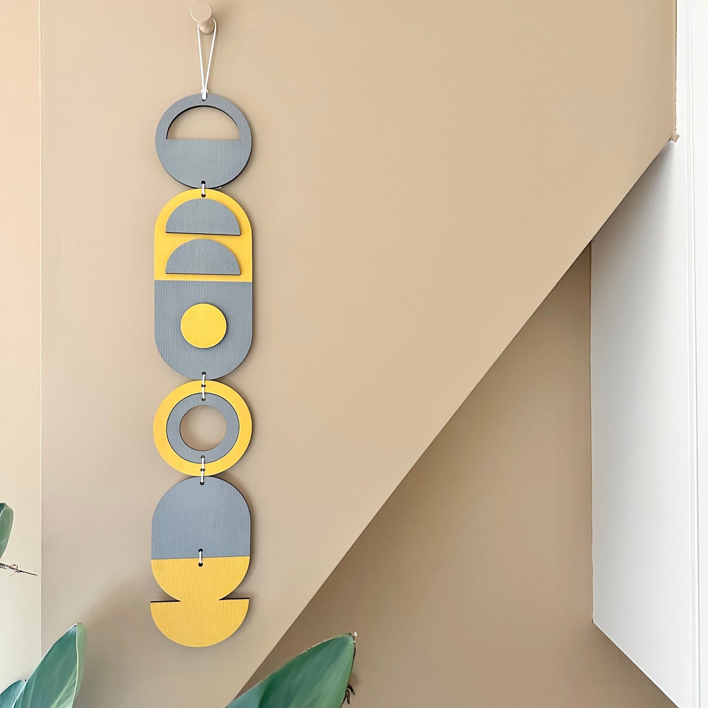 Yellow and Grey Geometric Wall Hanging - Textured Wall Art - Modern Art - Housewarming Gift