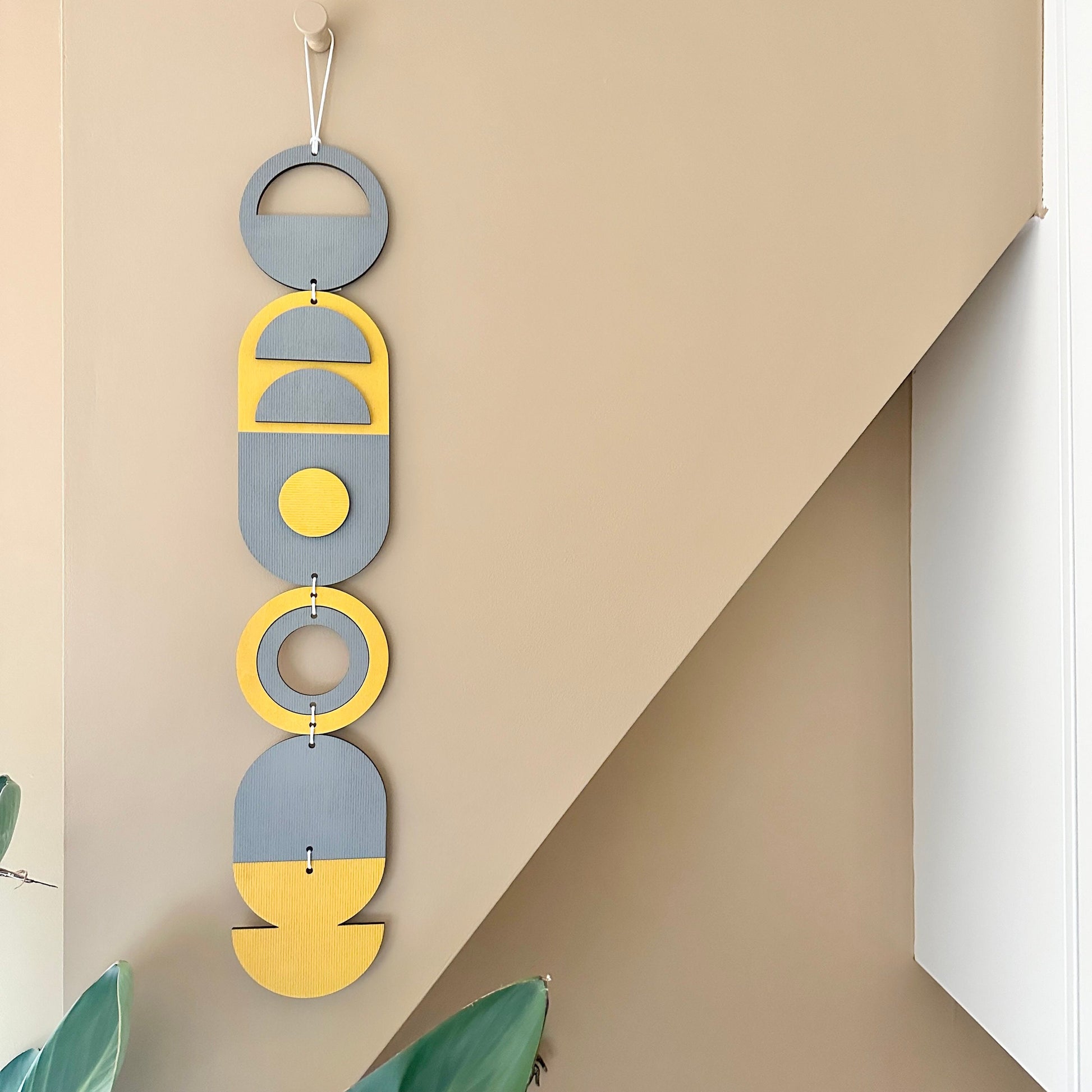 Yellow and Grey Geometric Wall Hanging - Textured Wall Art - Modern Art - Housewarming Gift