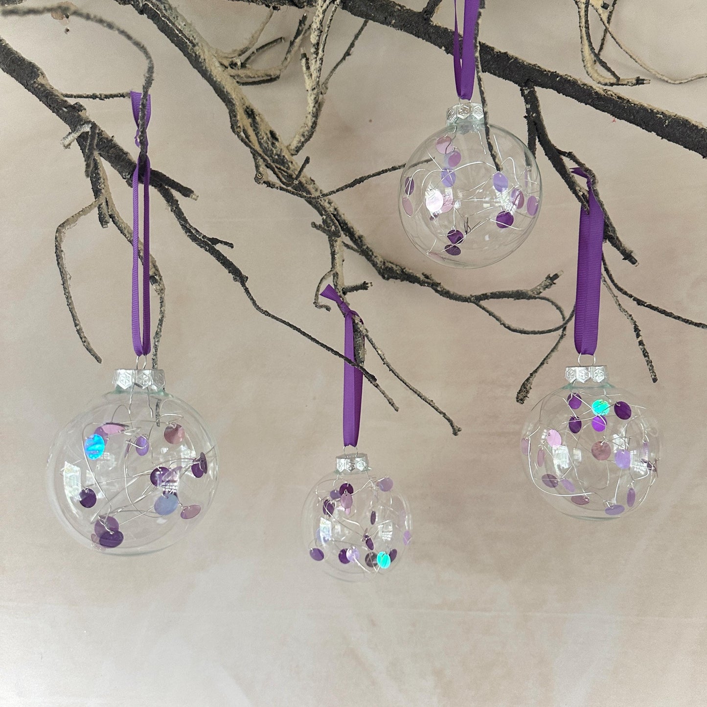 Tree Ornament - Xmas Decor - Purple Bauble - Purple Christmas Decor - Sequin Bauble