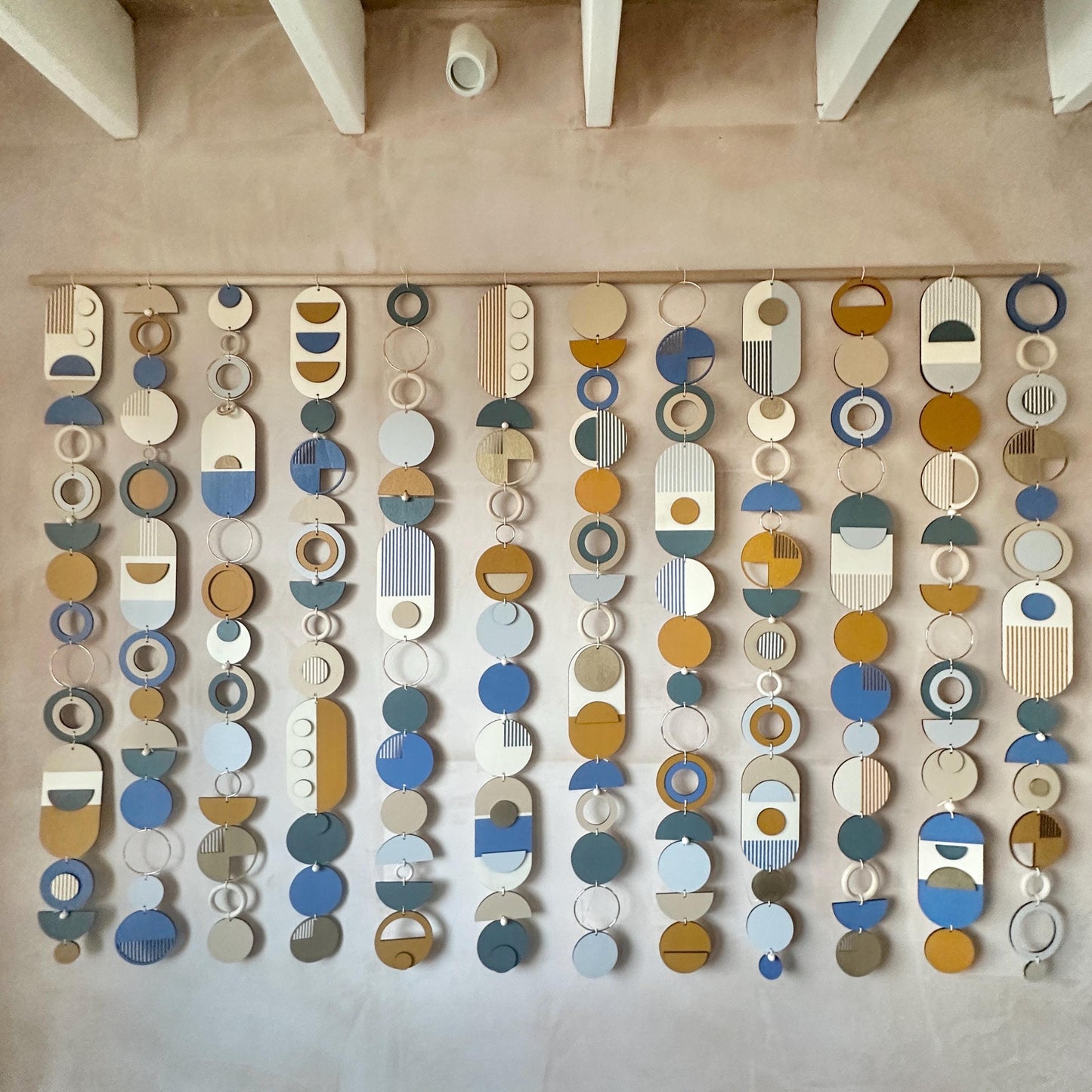 Large Geometric Wall Art - Blue Wall Sculpture - Yellow Abstract Art - Hotel Art - Unique Home Decor - Giant Art Piece