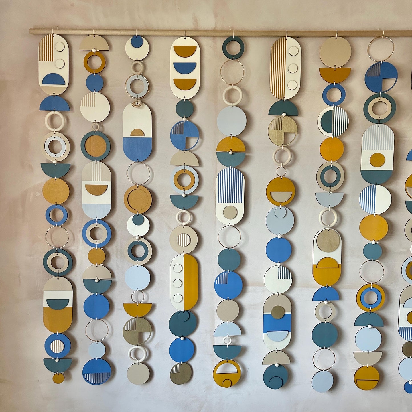 Large Geometric Wall Art - Blue Wall Sculpture - Yellow Abstract Art - Hotel Art - Unique Home Decor - Giant Art Piece