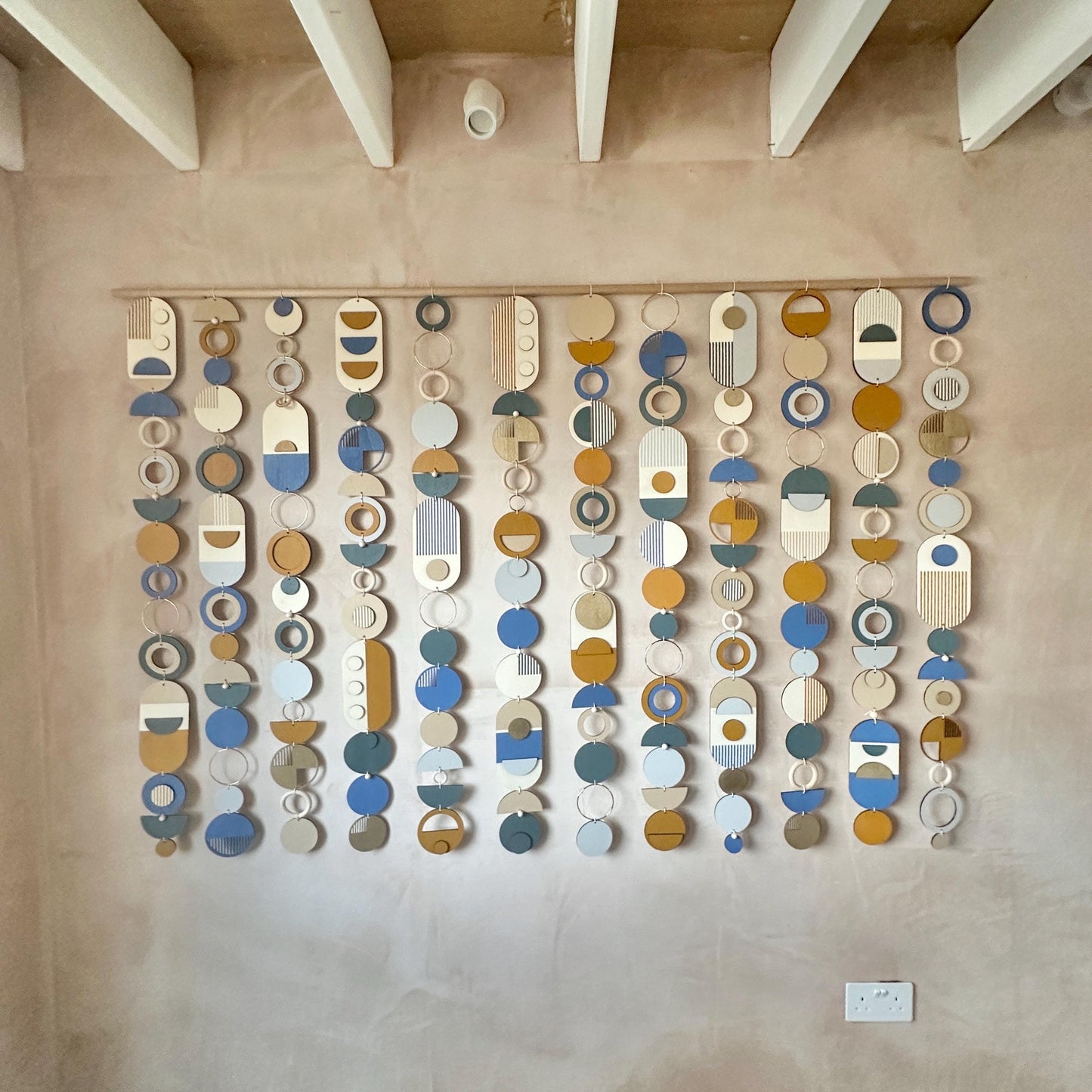 Large Geometric Wall Art - Blue Wall Sculpture - Yellow Abstract Art - Hotel Art - Unique Home Decor - Giant Art Piece