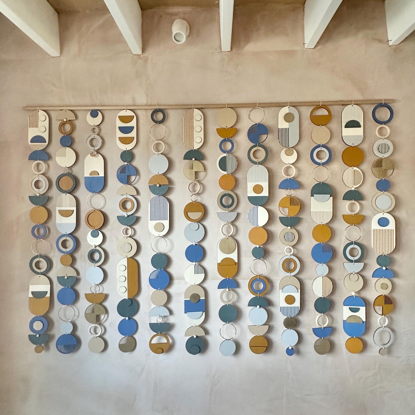 Large Geometric Wall Art - Blue Wall Sculpture - Yellow Abstract Art - Hotel Art - Unique Home Decor - Giant Art Piece