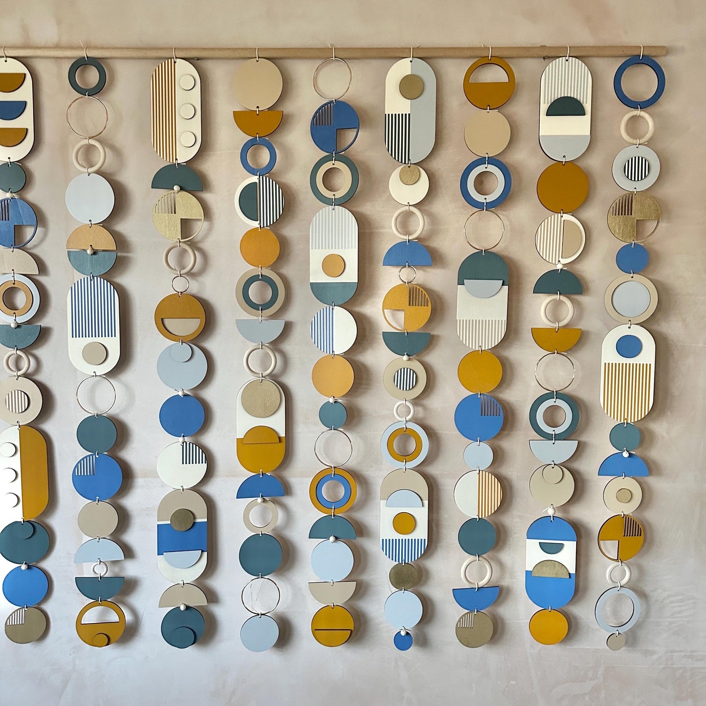 Large Geometric Wall Art - Blue Wall Sculpture - Yellow Abstract Art - Hotel Art - Unique Home Decor - Giant Art Piece