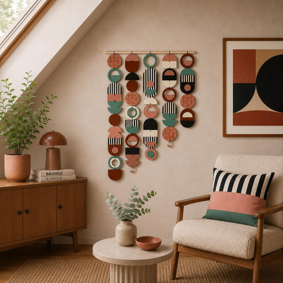 Large Asymmetrical Wall Art - Copper Geometric Wall Hanging - MCM Decor
