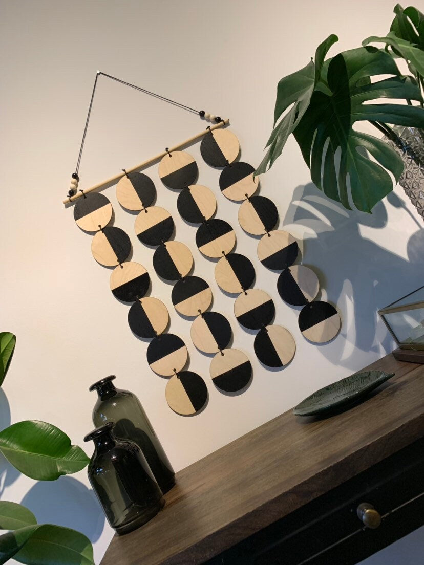 Large Black Wall Hanging - Geometric Plywood Art - Scandinavian Wall Hanger - Modern Concept Decoration - Large Minimalist Art - Minimalism