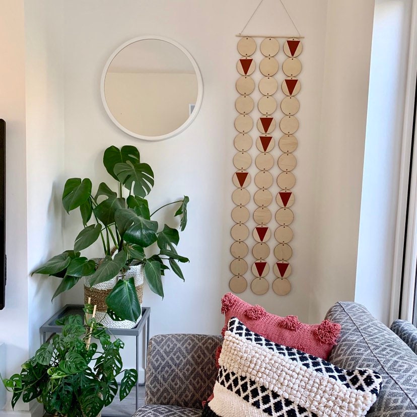 Serenity Birch: Extra Large Burnt Orange Geometric Wall Hanging