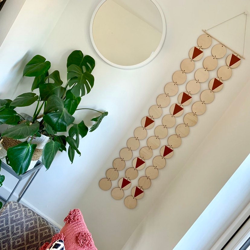 Serenity Birch: Extra Large Burnt Orange Geometric Wall Hanging