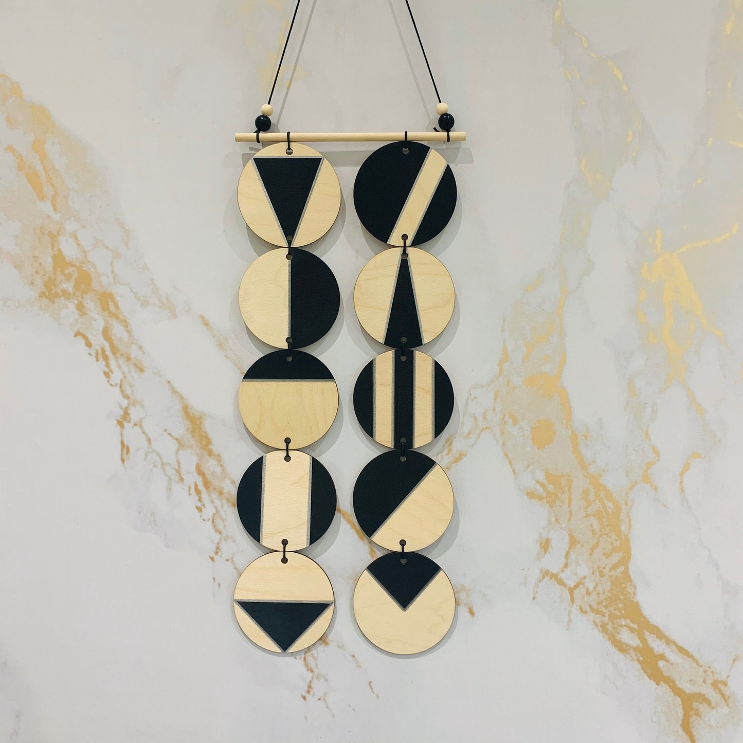 Wall hanging - Black & Silver Geometric Plywood Art - Scandinavian Wall Hanging - Wall Art multi - Large Wall Hanging - Black Decoration