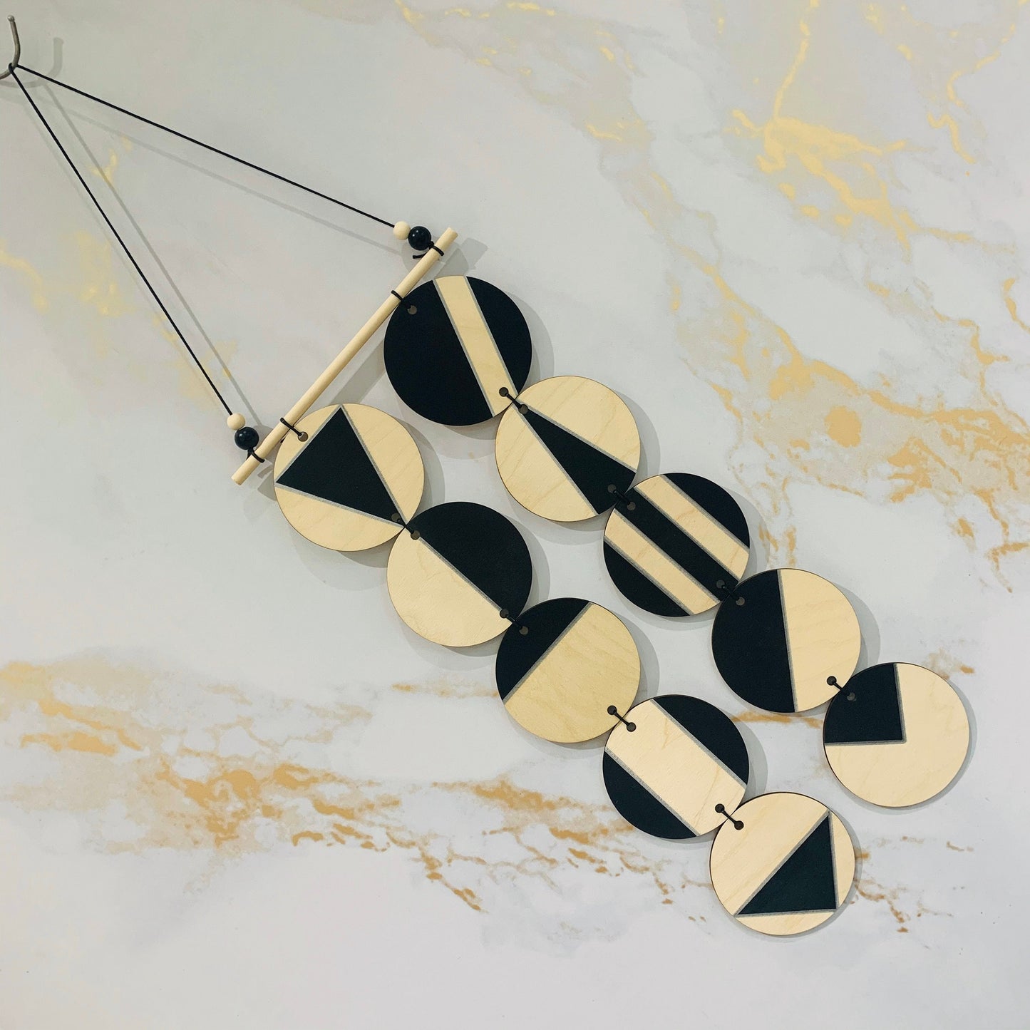 Wall hanging - Black & Silver Geometric Plywood Art - Scandinavian Wall Hanging - Wall Art multi - Large Wall Hanging - Black Decoration