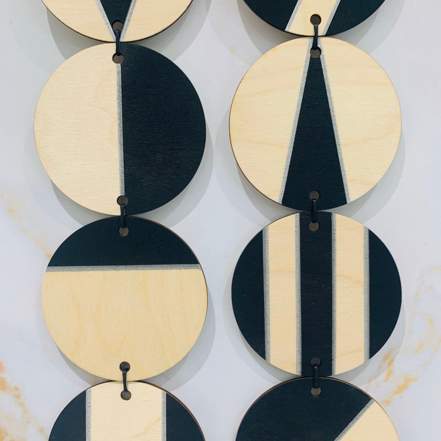 Wall hanging - Black & Silver Geometric Plywood Art - Scandinavian Wall Hanging - Wall Art multi - Large Wall Hanging - Black Decoration