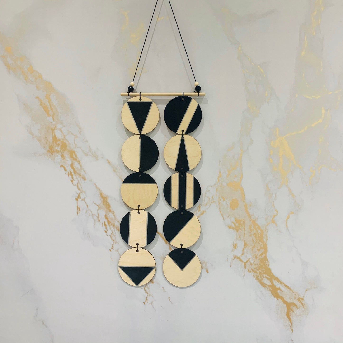 Wall hanging - Black & Silver Geometric Plywood Art - Scandinavian Wall Hanging - Wall Art multi - Large Wall Hanging - Black Decoration