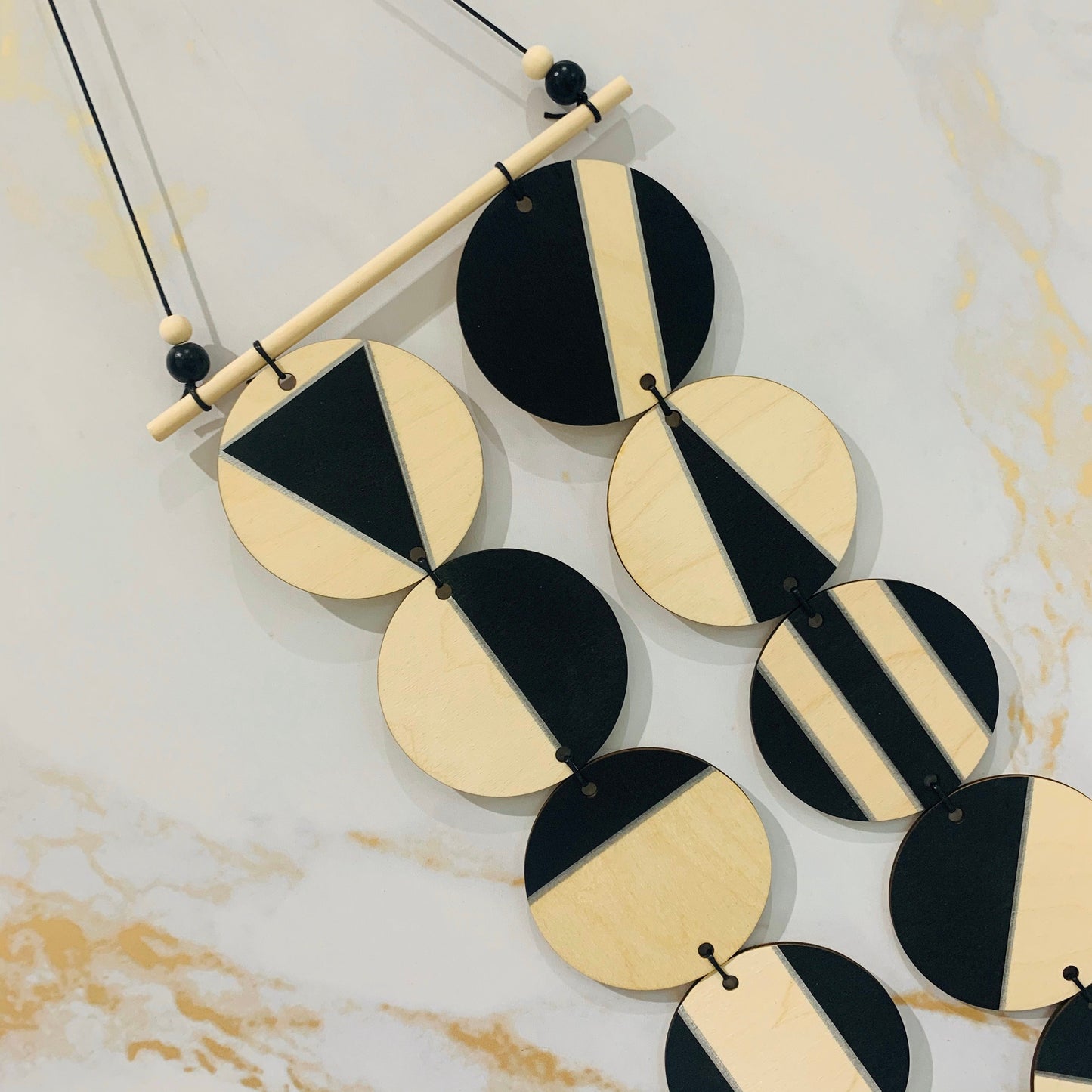 Wall hanging - Black & Silver Geometric Plywood Art - Scandinavian Wall Hanging - Wall Art multi - Large Wall Hanging - Black Decoration