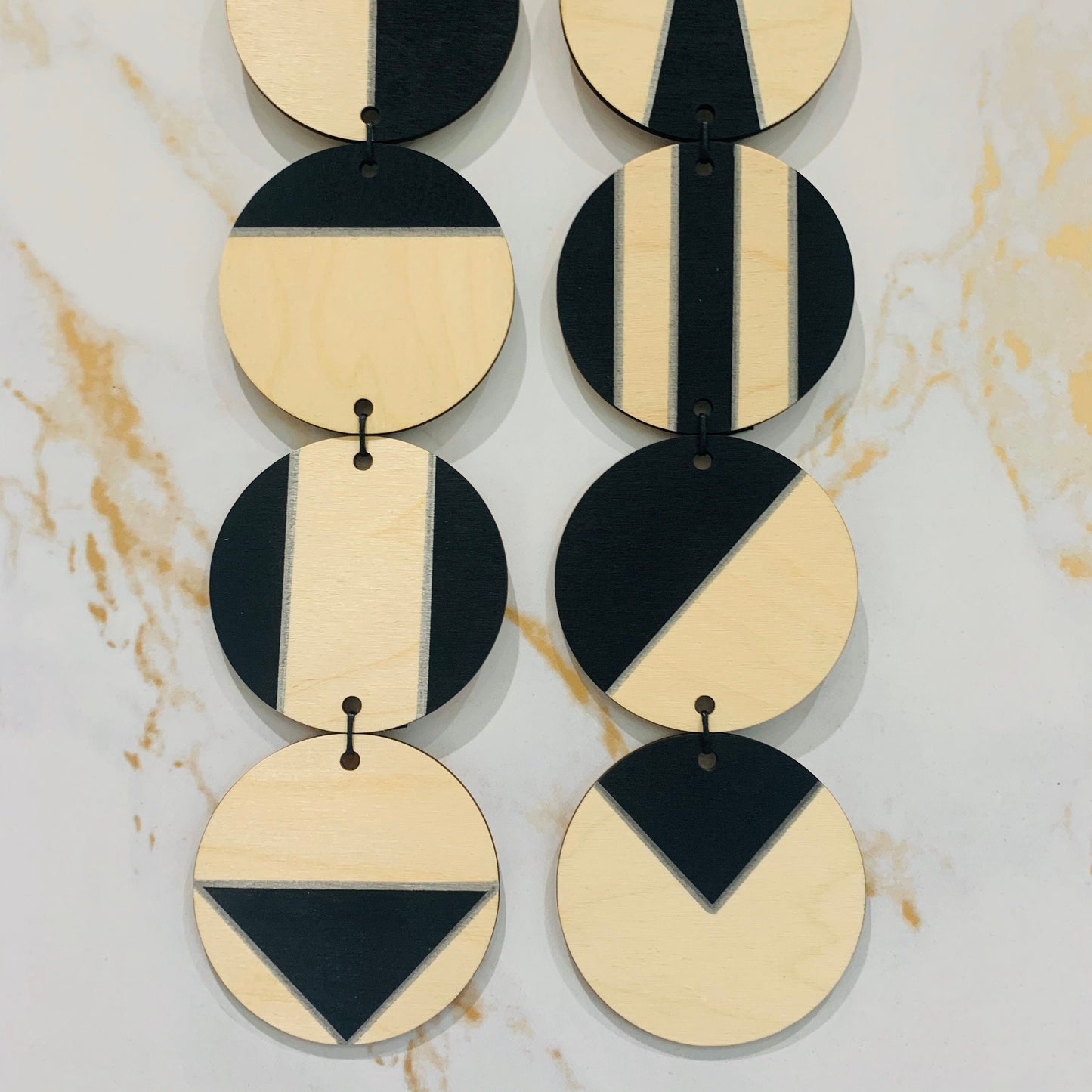 Wall hanging - Black & Silver Geometric Plywood Art - Scandinavian Wall Hanging - Wall Art multi - Large Wall Hanging - Black Decoration