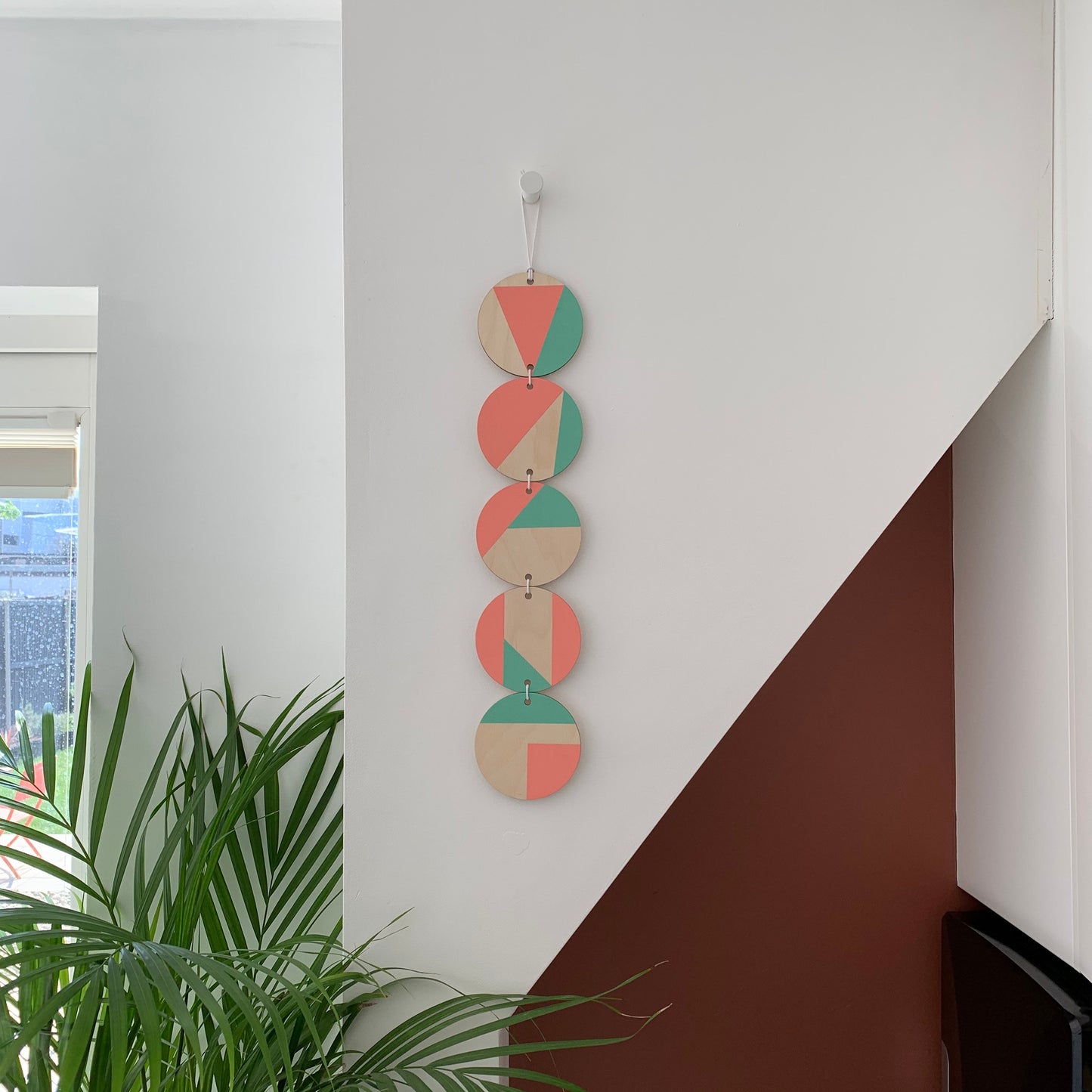 Neon Wall hanging - Colourful Geometric Art - Plywood Decor - Scandi Hygge Boho - Wall Hanging - Wall Art multi - Neon Pink and Neon Mint