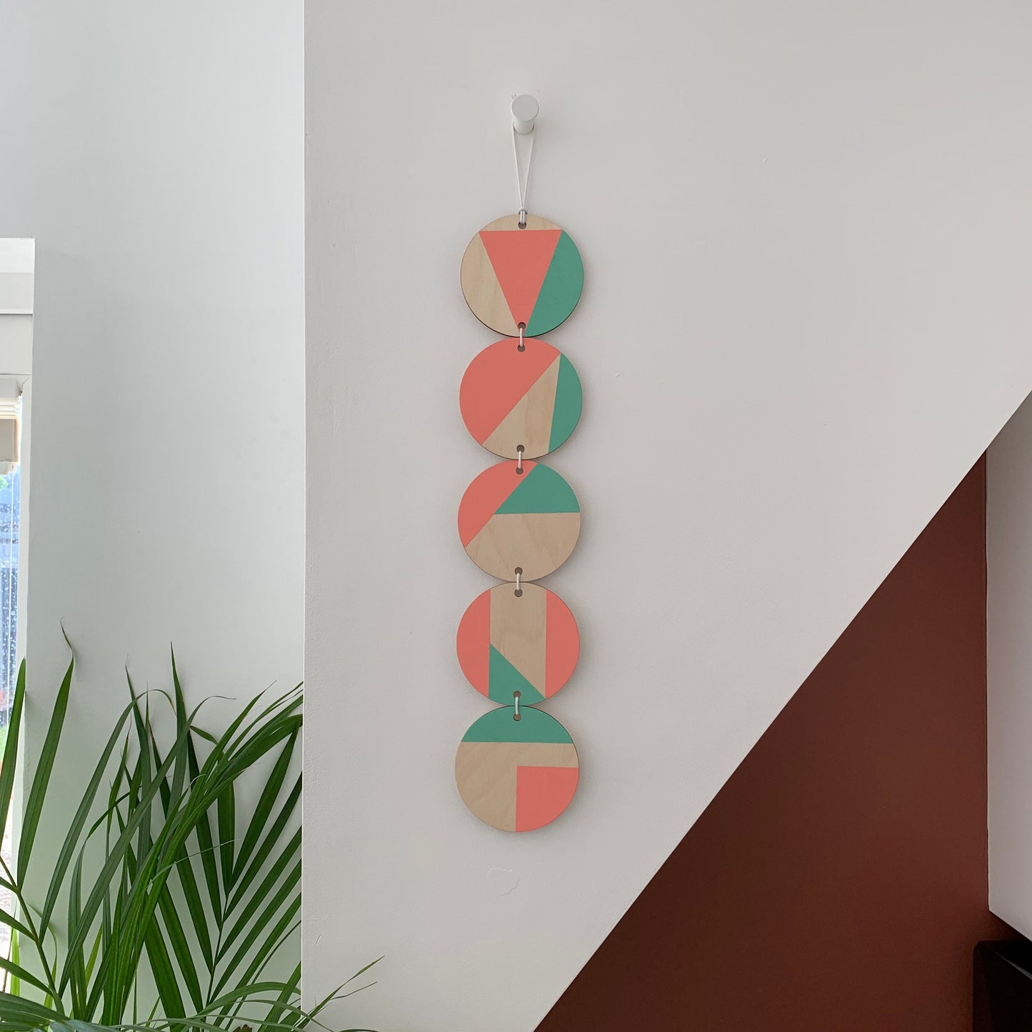 Neon Wall hanging - Colourful Geometric Art - Plywood Decor - Scandi Hygge Boho - Wall Hanging - Wall Art multi - Neon Pink and Neon Mint