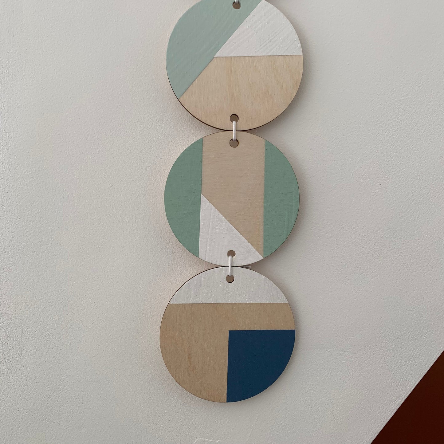 Wall hanging - Colourful Geometric Art - Plywood Decor - Scandi Hygge Boho - Wall Hanging - Wall Art multi - Green and Blues
