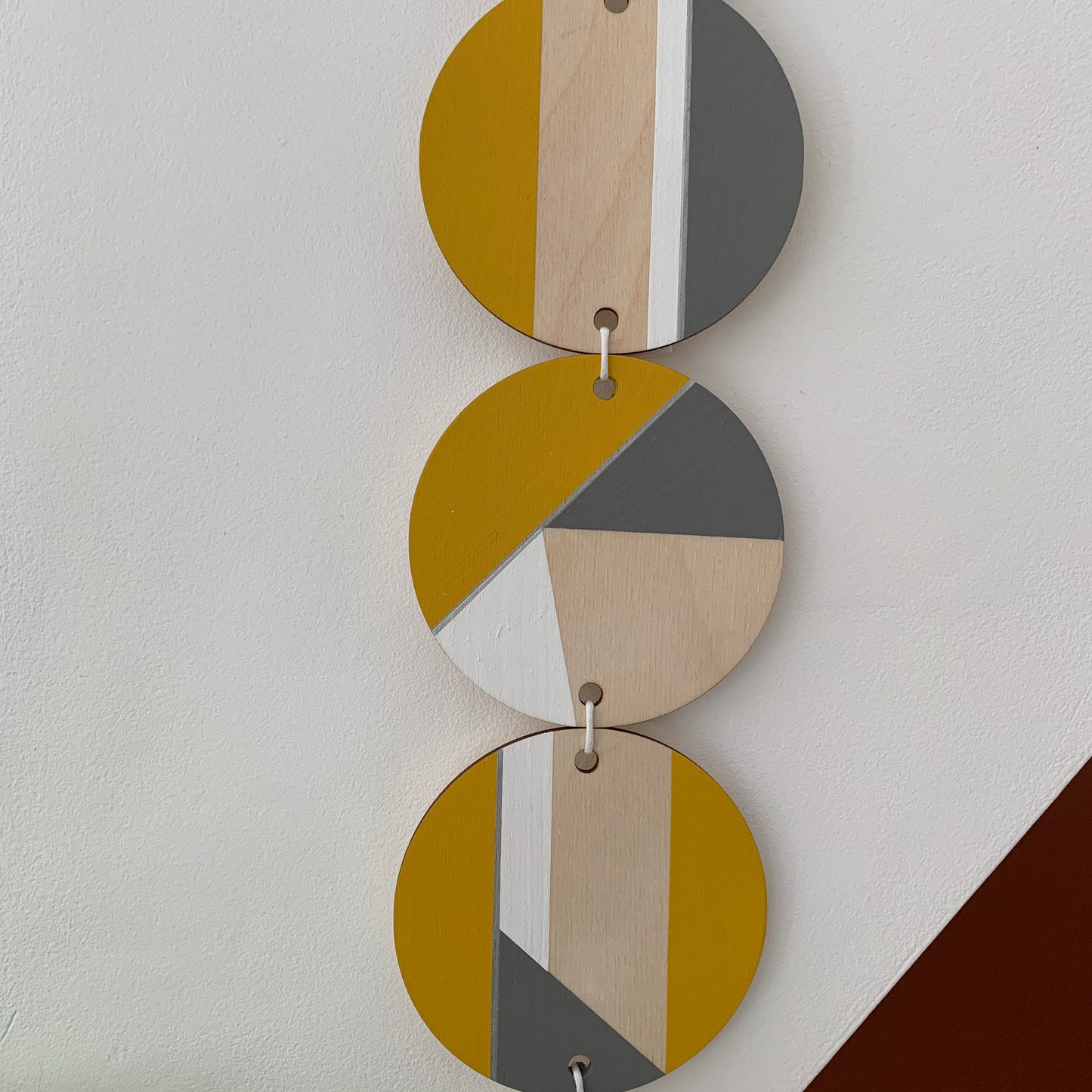 Wall Hanging - Ochre Yellow, White and Grey Wall Art
