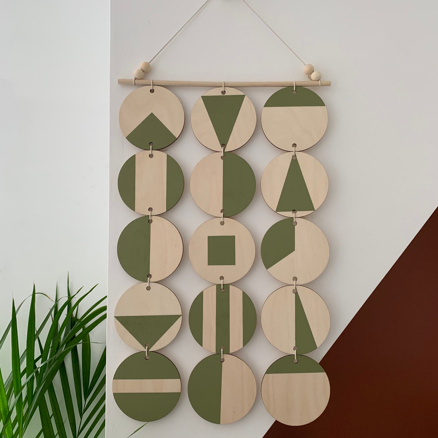 Large Wall Hanging - Olive Green Wall Hanging - Earthy Wall Art - Geometric Art - Plywood Decor -Wall Covering - Scandinavian Design Art