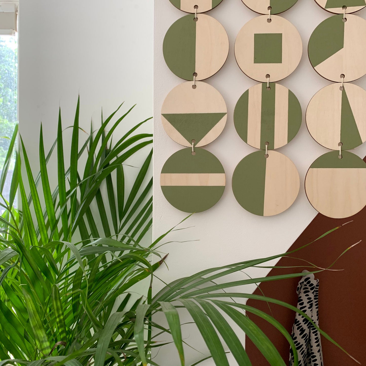 Large Wall Hanging - Olive Green Wall Hanging - Earthy Wall Art - Geometric Art - Plywood Decor -Wall Covering - Scandinavian Design Art