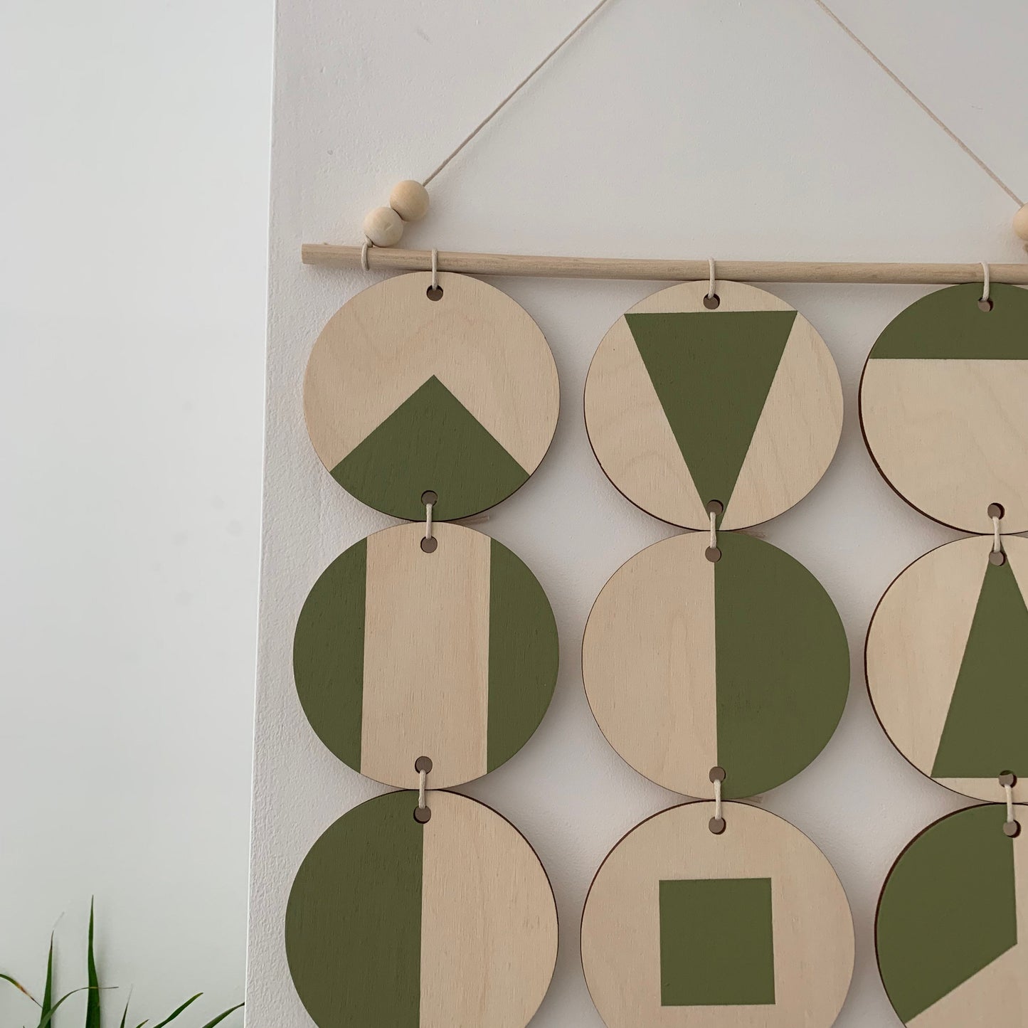 Large Wall Hanging - Olive Green Wall Hanging - Earthy Wall Art - Geometric Art - Plywood Decor -Wall Covering - Scandinavian Design Art