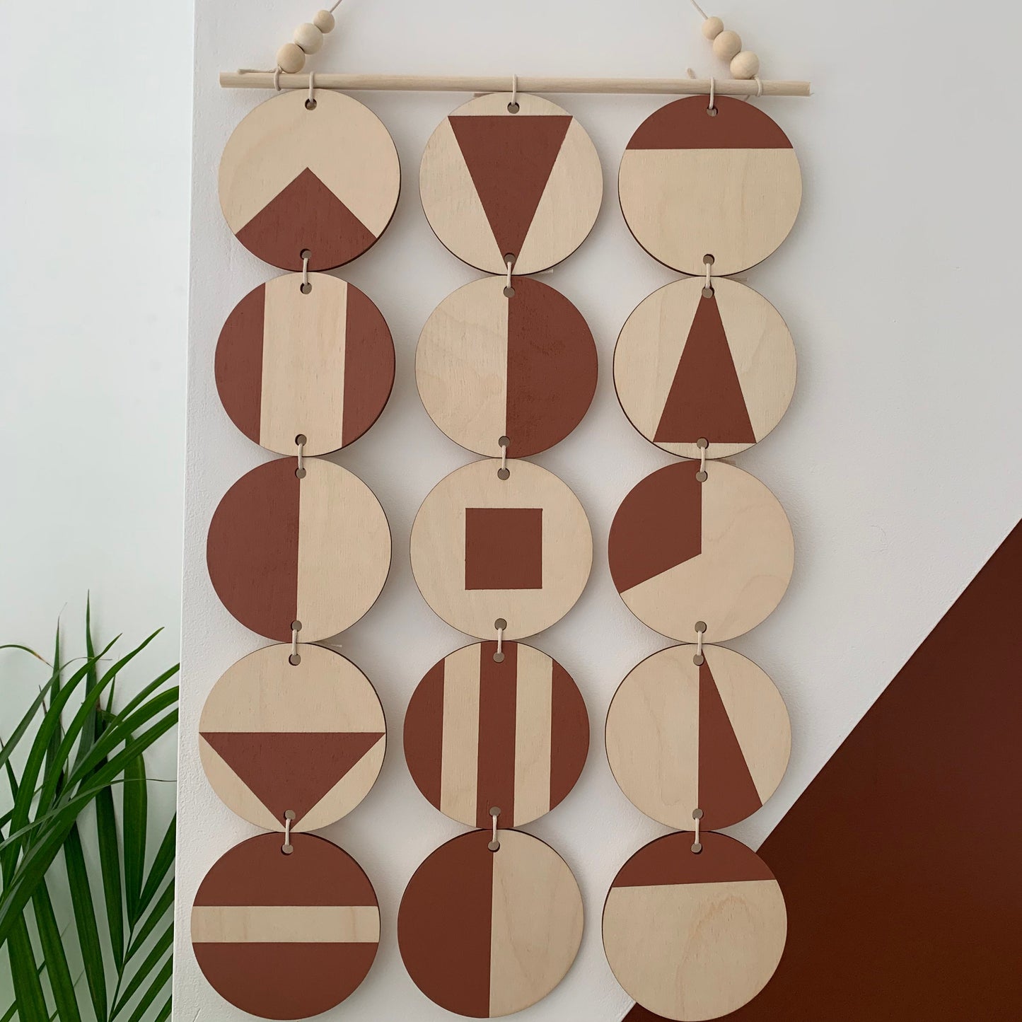 Large Dark Terracotta Wall Hanging - Shapes Art - Shapes Wall Decoration - Earthy Artwork