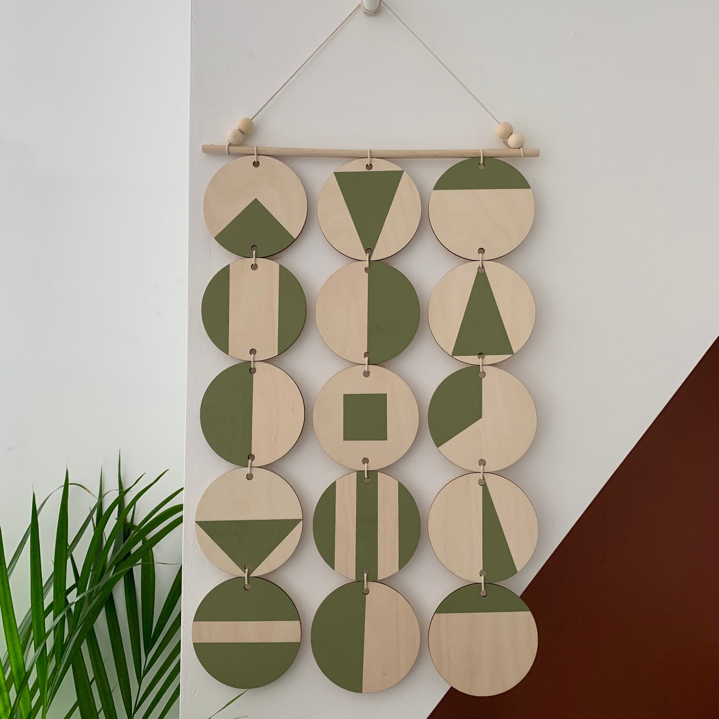 Large Wall Hanging - Olive Green Wall Hanging - Earthy Wall Art - Geometric Art - Plywood Decor -Wall Covering - Scandinavian Design Art