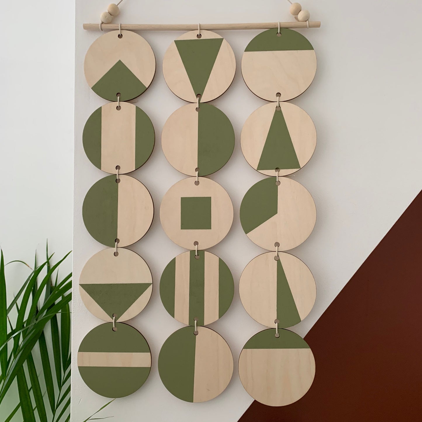 Large Wall Hanging - Olive Green Wall Hanging - Earthy Wall Art - Geometric Art - Plywood Decor -Wall Covering - Scandinavian Design Art