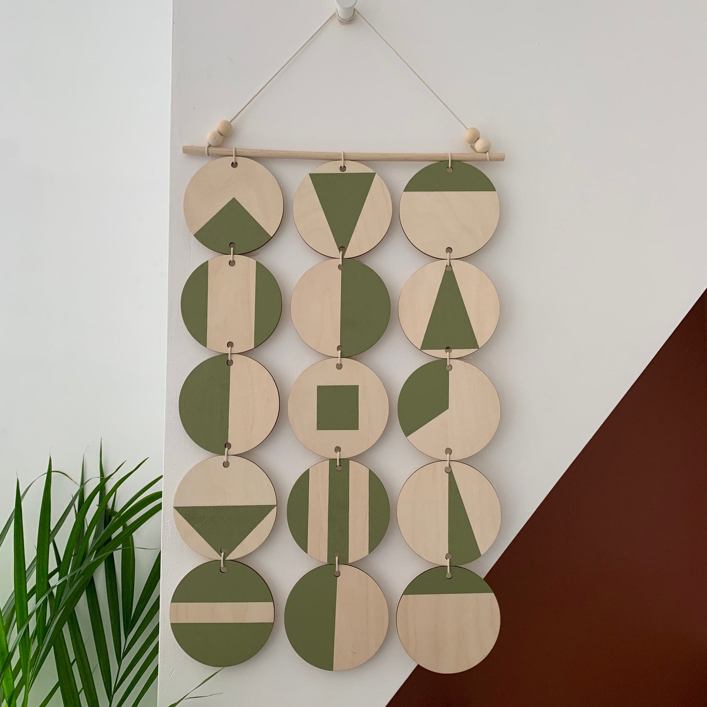 Large Wall Hanging - Olive Green Wall Hanging - Earthy Wall Art - Geometric Art - Plywood Decor -Wall Covering - Scandinavian Design Art