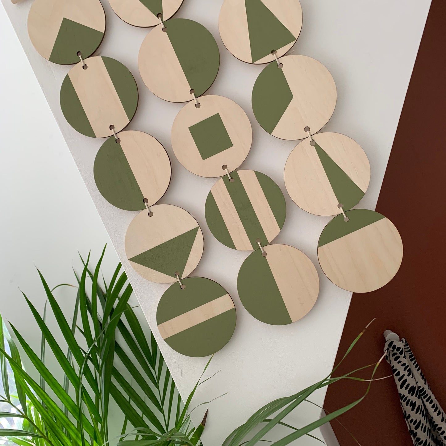 Large Wall Hanging - Olive Green Wall Hanging - Earthy Wall Art - Geometric Art - Plywood Decor -Wall Covering - Scandinavian Design Art